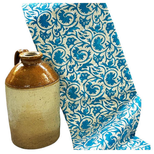 Hand Block Blue Printed Khadi Cotton Kurti Dress Material - Size: Free Size