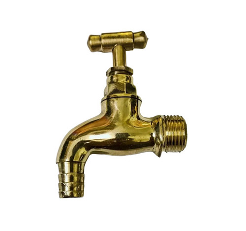 Brass Bib Cock - Brass, Standard Size, Golden Finish | Easy to Install, Lever Handle, Solid Surface, Resistant to Crack, Leak, Corrosion, Rust