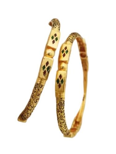 Ladies Designer Gold Plated Bangles - Color: Golden