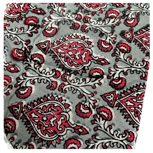 Hand Block Printed Grey And Pink Cotton Dress Material With Dupatta - Application: Unstitched Fabric - Customize As Per Your Style & Fit