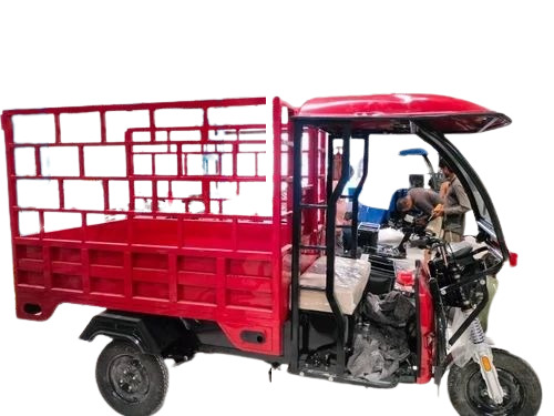 Red Battery Operated E Rickshaw Loader