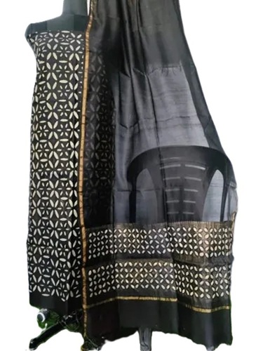 Chanderi Silk Applique Dress Material