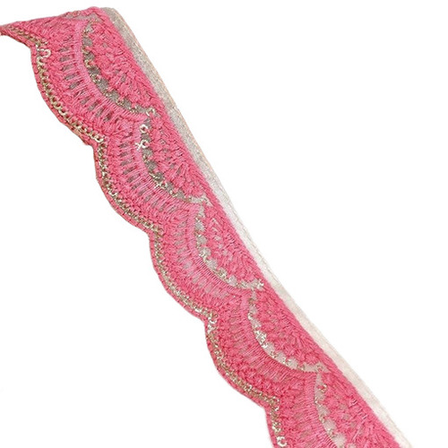Pink Sequins Lace