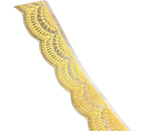 Yellow Sequins Lace