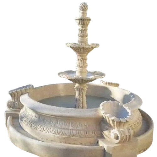 Marble Fountains - Stone, Customized Size, White, 220V | Music Control, Multicolored LED, Durable Outdoor Fountain