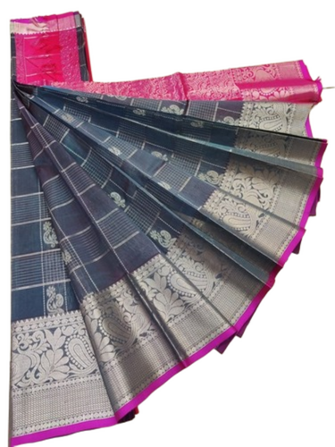 Grey Printed Soft Silk Saree - Occasion: Party Wear