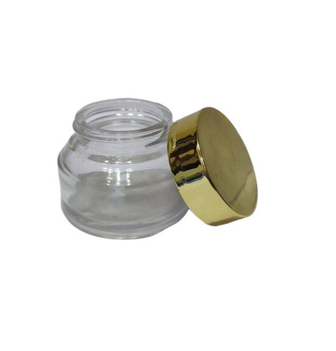 50gm Clear Tapper Glass Jar With Golden Cap