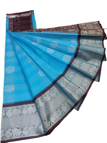 Sky Blue Soft Silk Saree - Occasion: Party Wear