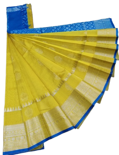 Yellow Soft Silk Saree - Occasion: Party Wear