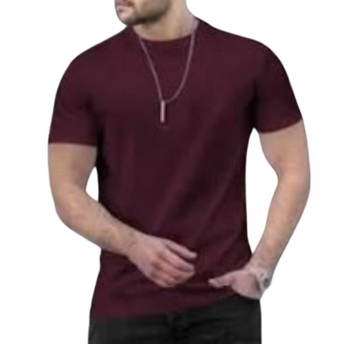 Men Maroon Plain T Shirt