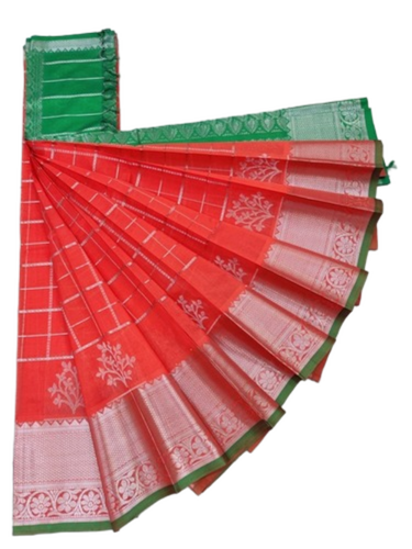 Red Soft Silk Saree - Occasion: Ethnic