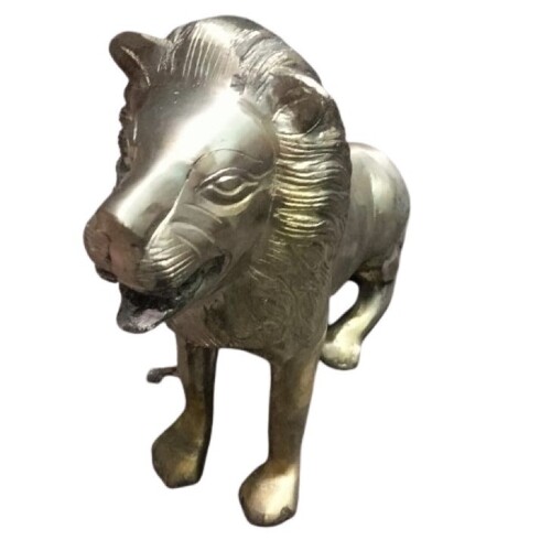Loin Brass Statue - Color: Golden