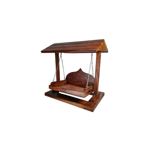 Decorative Solid Wood Jhula For Laddu Gopal Ji, Premium Quality Laddo Gopal Wooden Jhoola Swing For Kaanhaji / Thakur Ji 10 In Height