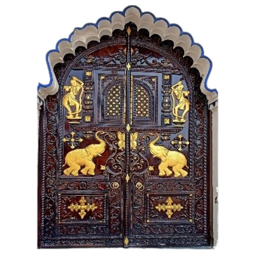 Handcrafted Wooden Temple Door