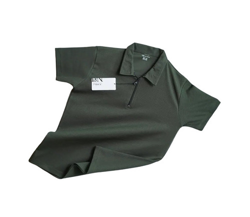 Mens Plain T Shirts - Polyester, XS-XXXL, Green | Breathable, Skin-Friendly, Quick Dry, Polo Collar