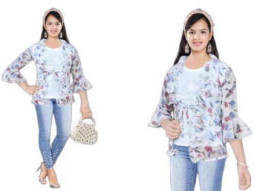 White And Blue Ladies Top