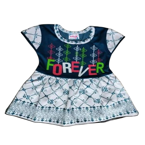 Blue Girls Kids Cotton Frocks - Size L, Multicolor, Short Sleeves | Breathable, Soft Fabric, Anti Wrinkle, Machine Washable