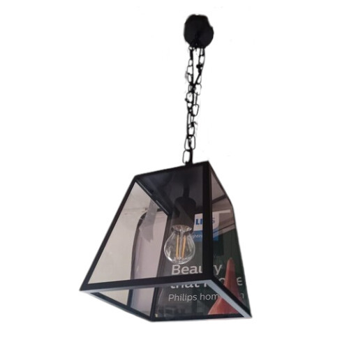 Clear Glass and Black Frame Pendant Light