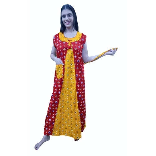 Yellow And Red Ladies Cotton Nighty - Feature: Comfortable To Wear
