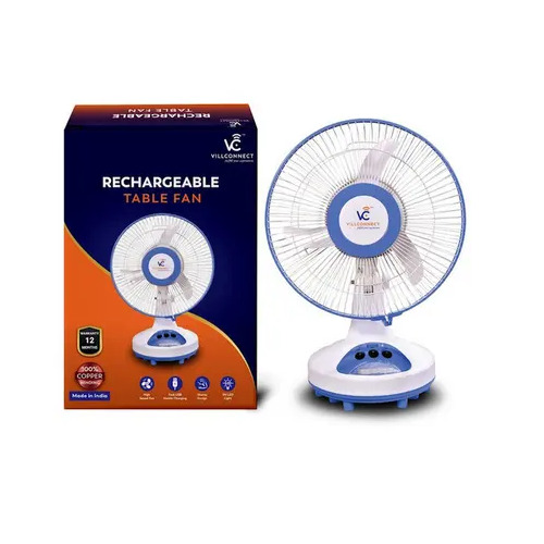 Villconnect Portable Ac Dc Table Fan With Oscillation Power