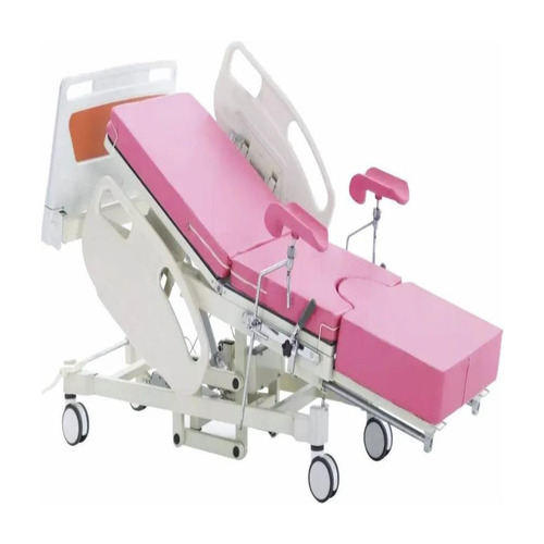 Hospital Paediatric Bed - Electric, Four Wheel, Metal Construction | Pink & White Color, Corrosion Resistant Design for Hospital Use