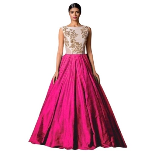 Silk Designer Floral Gown - Color: Comes In Various Colors