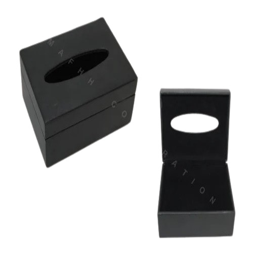 Grey Leatherette Tissue Box - Color: Blue