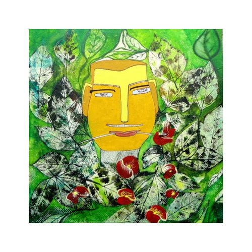 The Flower Man, Mixmedium on Paper,