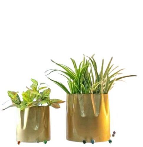 Brass Finish Metal Planter