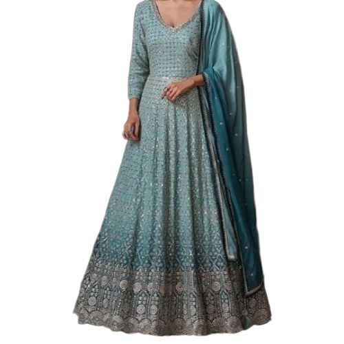 Embroidered Pure Georgette Wedding Anarkali Gown