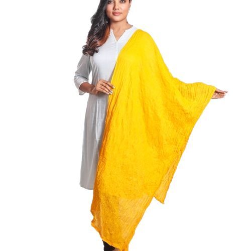 Plain Cotton Yellow Dupatta