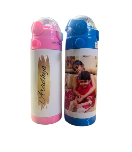 Personalised Stainless Steel Water Bottle With Straw