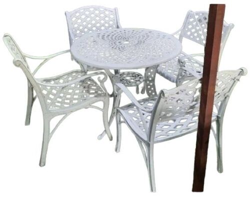 Garden Metal Chair And Table Set - Color: White