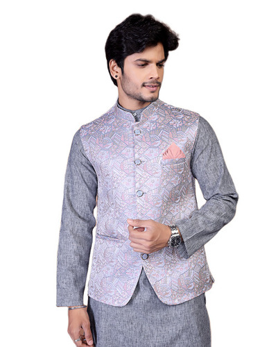 Elegant Light Grey Nehru Jacket