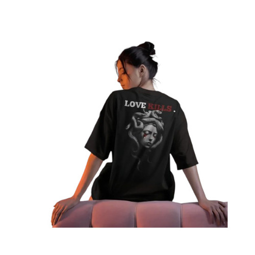 Ladies Printed T Shirt - Color: Black