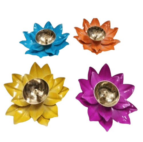 Brass Flower Diya - Color: Multiple