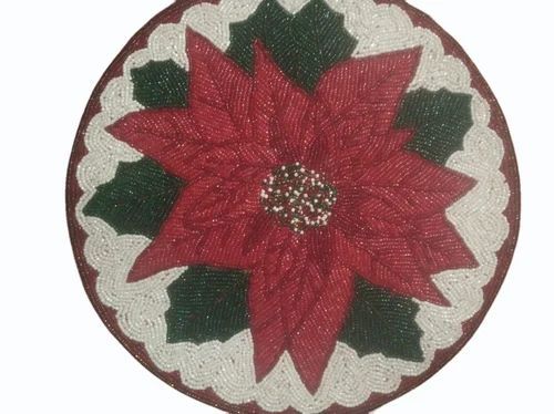 Round Floral Beaded Placemats