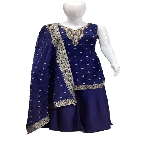 Banarasi Silk Suits Readymade - Color: Navy Blue