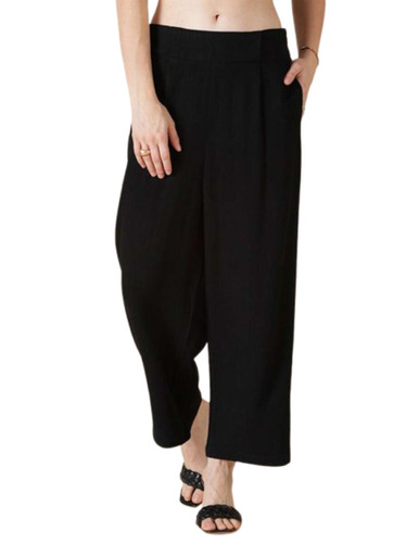 Women Black Straight Fit High Trousers