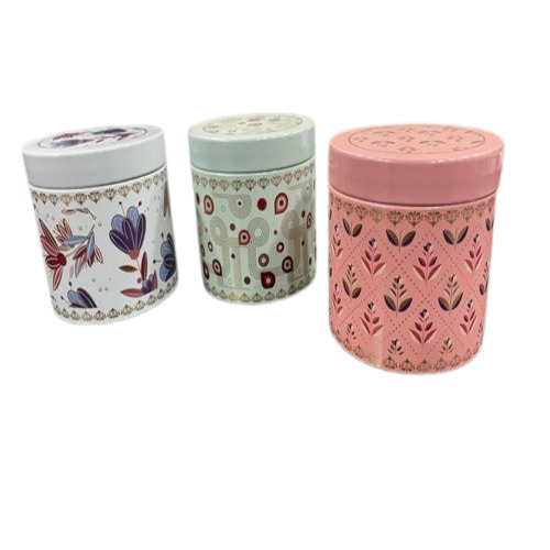 Multicolor Round Tin Container
