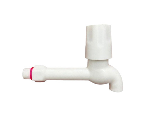 Water Tap - PVC Material, Standard Size, White Color | Lightweight, Easy to Install, Lever Handle, Wall Installation, Crack and Leak Resistant