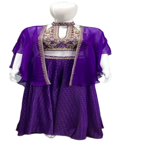 Crop Top With Palazzo And Shrug Set - Color: Multicolor