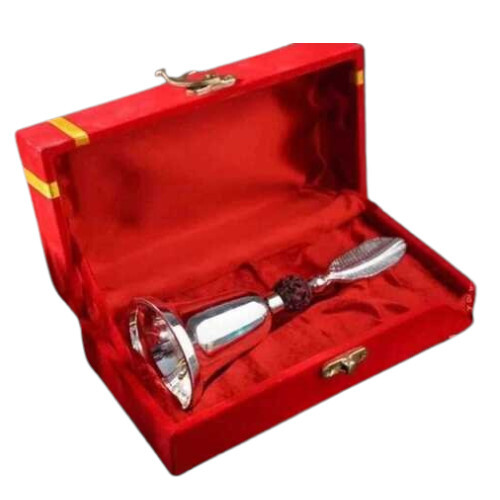 Brass Silver Hand Bell with Rudraksh