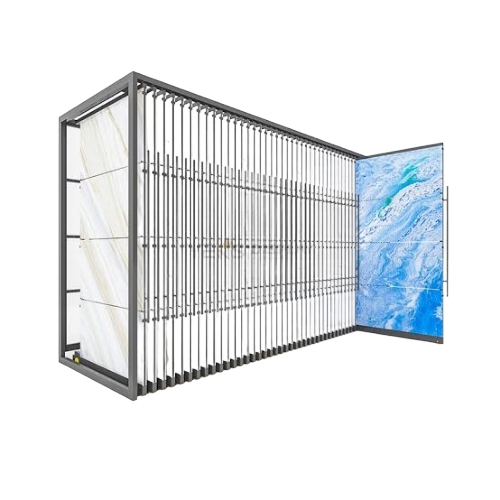 Rectangular Tiles Display Racks - Durable Polished Black, Adjustable Shelves, Rust Resistant, Space Saving