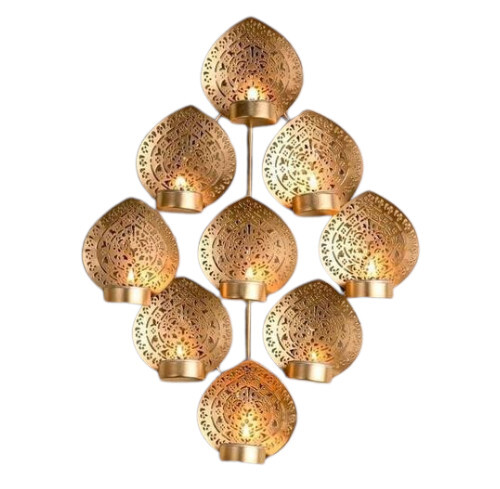 Wall Tealight Holder Pan Leaf Shape - Material: Metal
