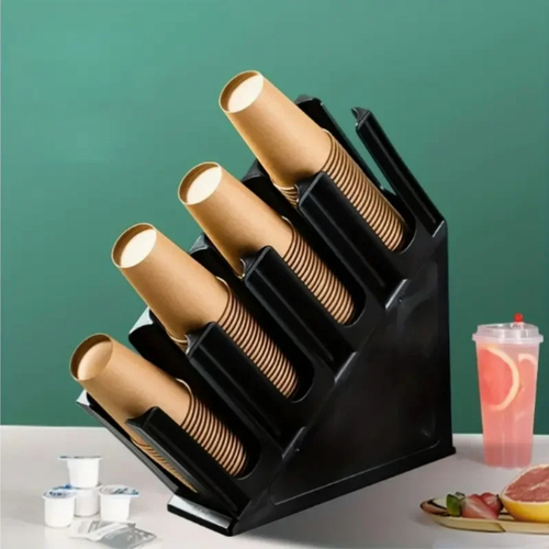 Milk Tea Cup Holder, Coffee Fancy Cup and Lid Holder Organizer, 4 Compartment Bubble Tea Cup Stand, Boba Tea Cup Stand