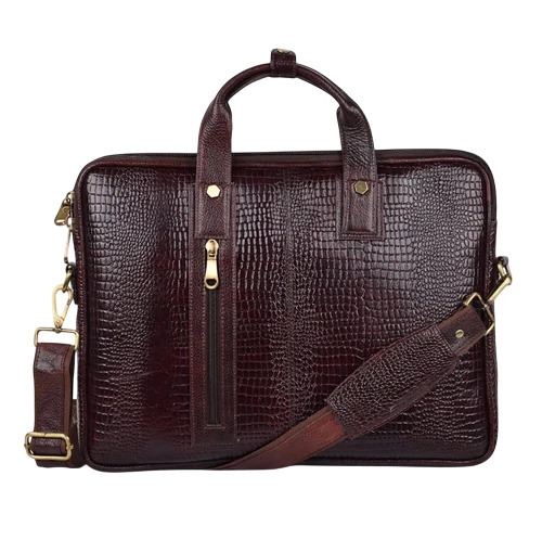 Pure Leather Laptop Bags - Color: Brown