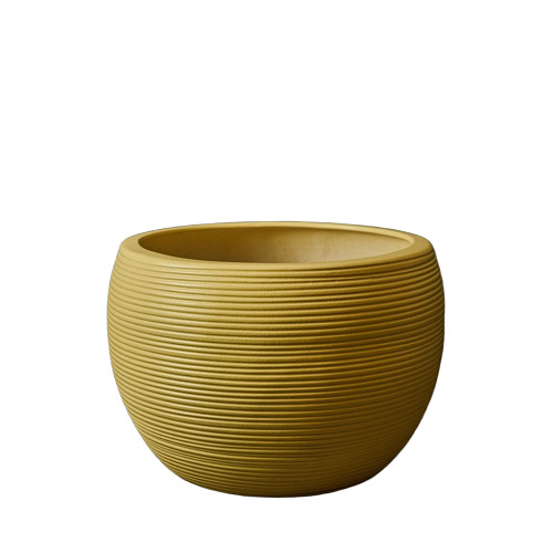Yellow Striped Ceramic Planter