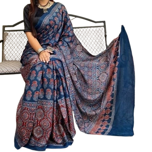 Ajrakh Silk Saree