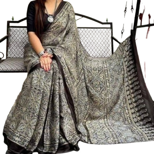 Ladies Ajrakh Silk Saree